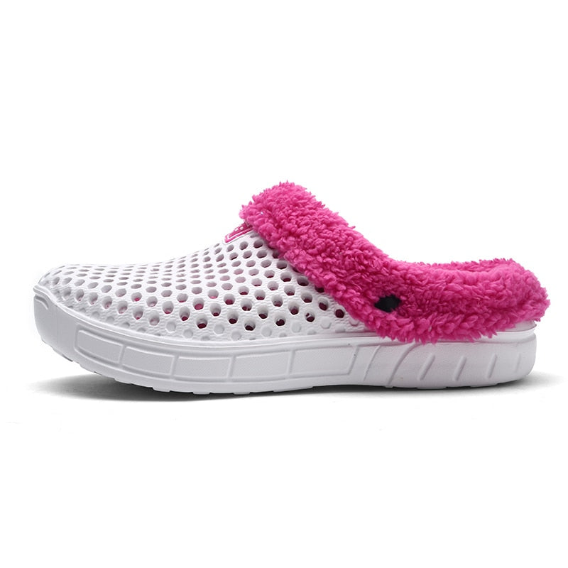 PULOMIES Men and Women Winter Slippers Fur