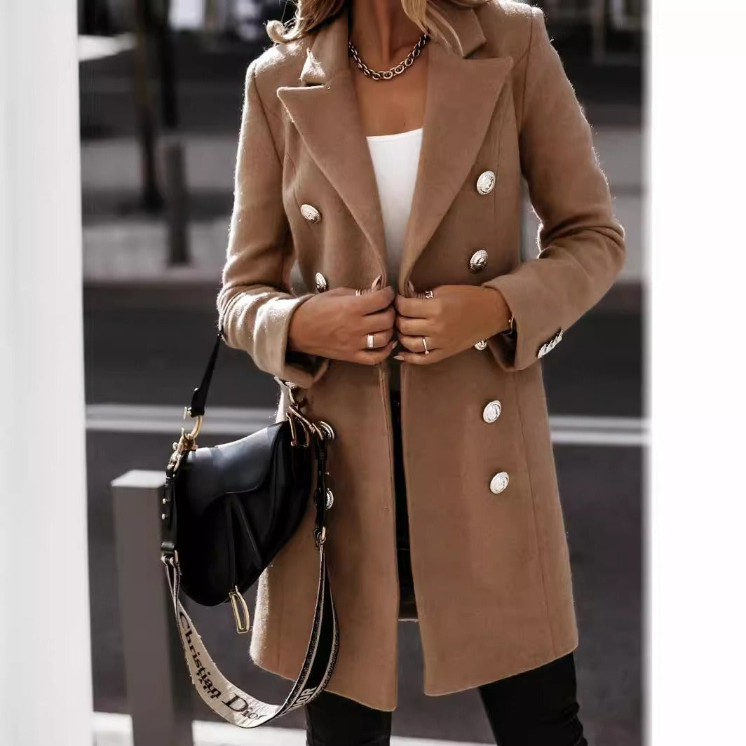House of Hutson Original - compliment your Dior bag with a long sleeved, suit collar, double breasted, elegant, nickel coat.