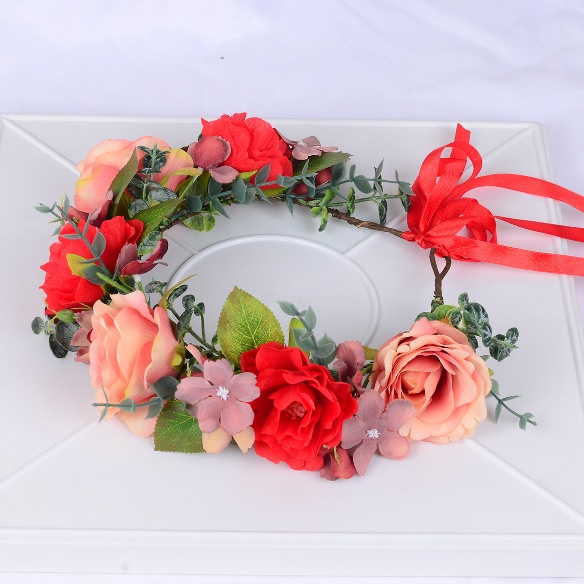 Wreath cloth art Rose Hair Ornament children's scenic spot Festival Performance welcome ceremony headdress headdress