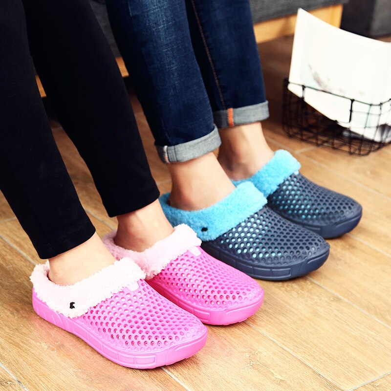PULOMIES Men and Women Winter Slippers Fur