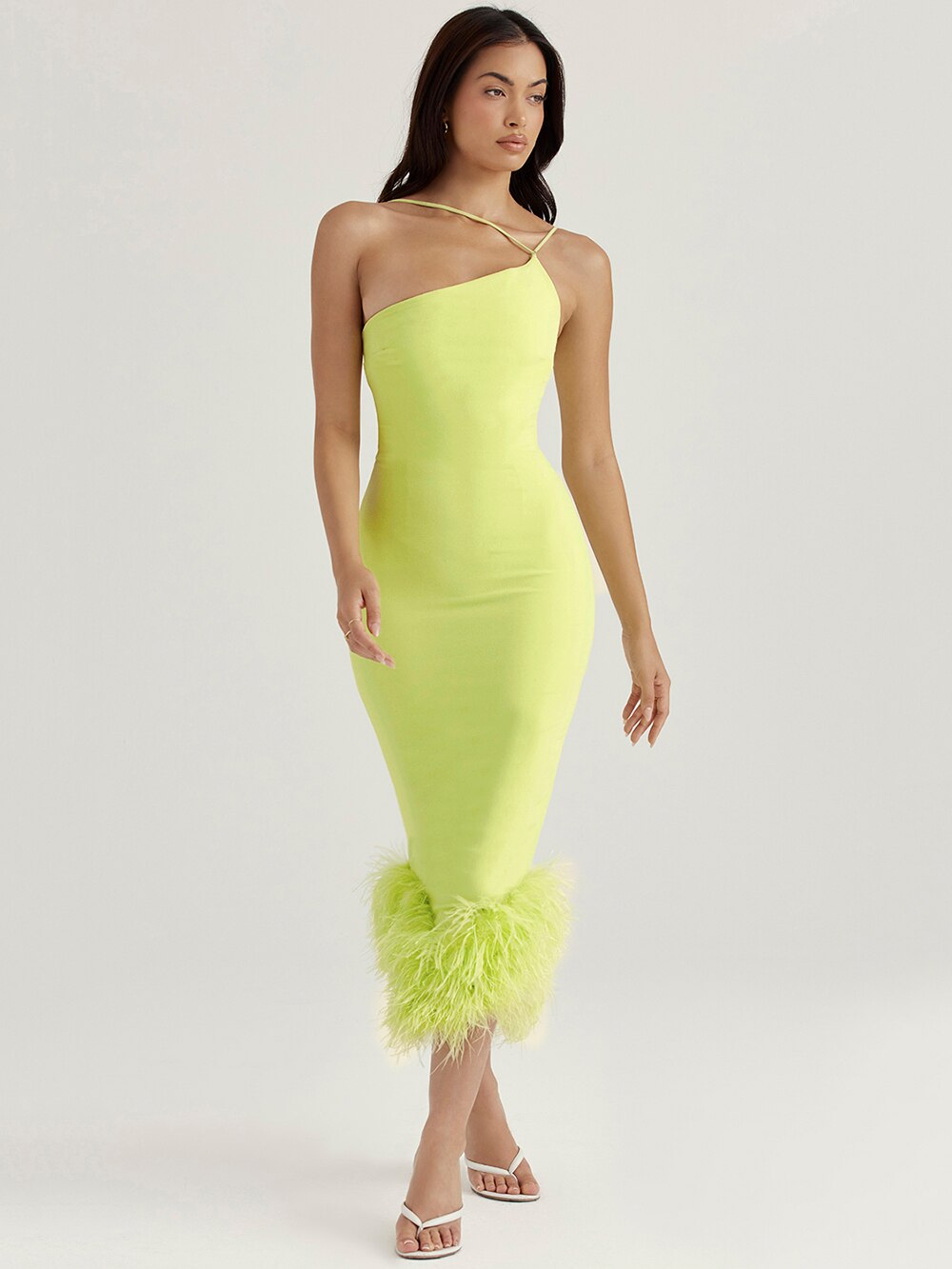 House of Hutson Niche - Grinch Suspender Dress with Ostrich Hair Stitching