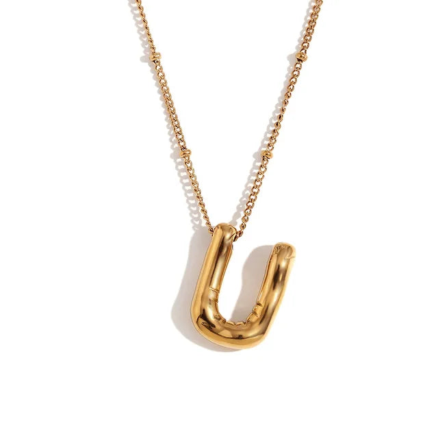 Alphabet Letter Pendant Necklace Stainless Steel Vintage Wedding Party Choker Jewelry Gift for Women Men