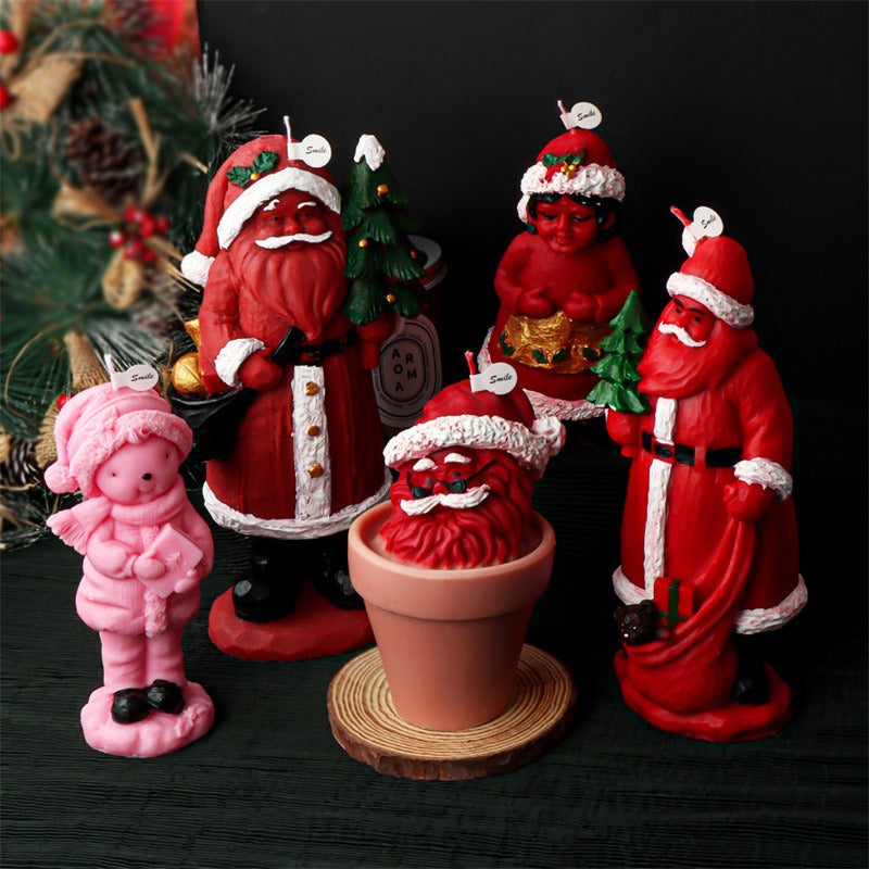Cartoon Santa Claus candle mold Christmas aromatherapy decorative ornaments mousse cake mold