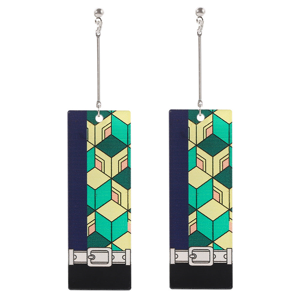 Anime Peripheral Ghost Killing Blade Earrings Demon Slayer Creative Kitchen Door Tanjilang Earrings