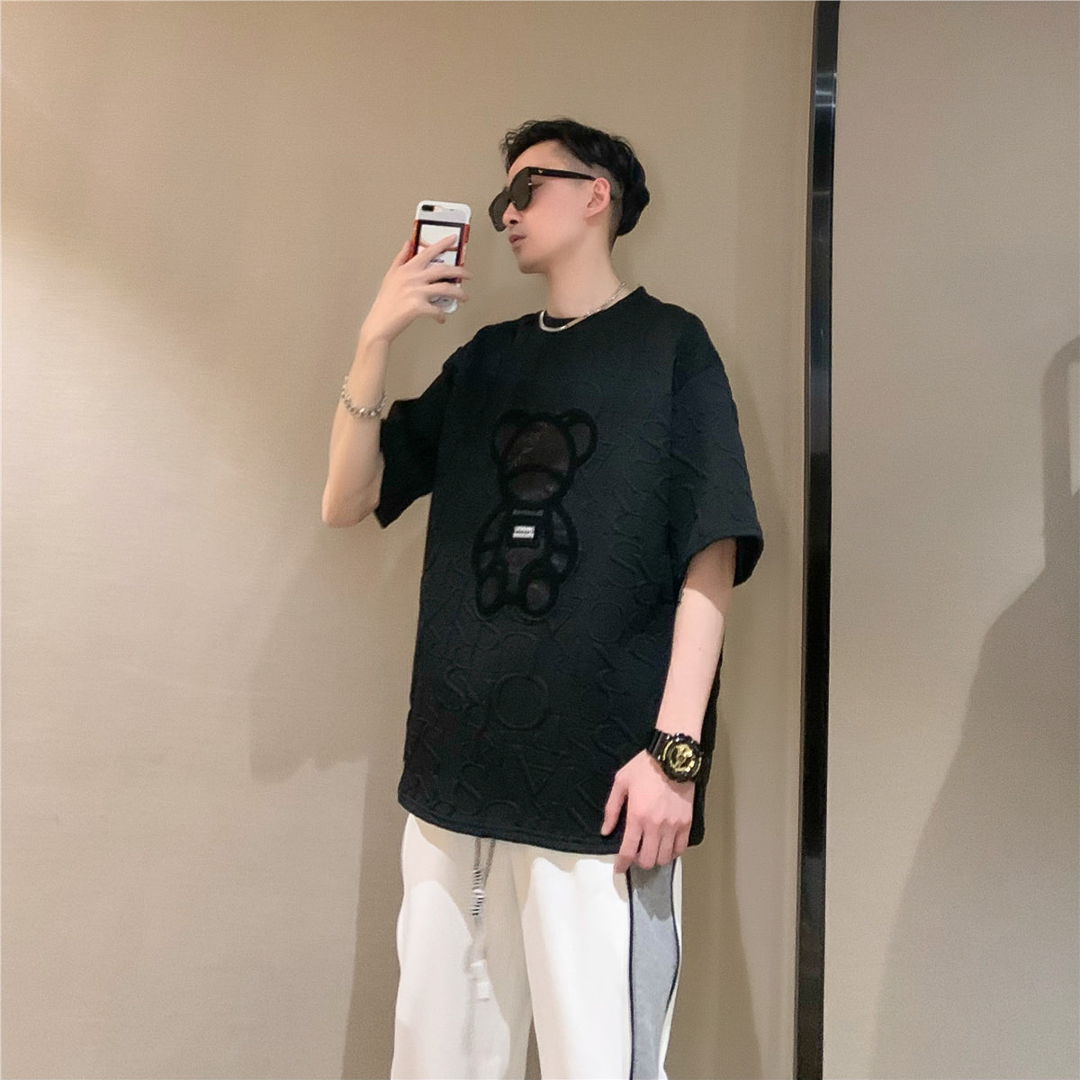 Summer New Bear Short Sleeve T-Shirt Men's Korean Version Loose Ins Trend Top Half Sleeve T-Shirt