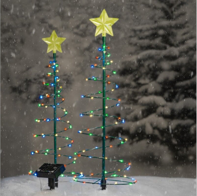 Christmas Garden Lights String Stars Christmas Tree Decorative Color Lights LED Solar Christmas Tree