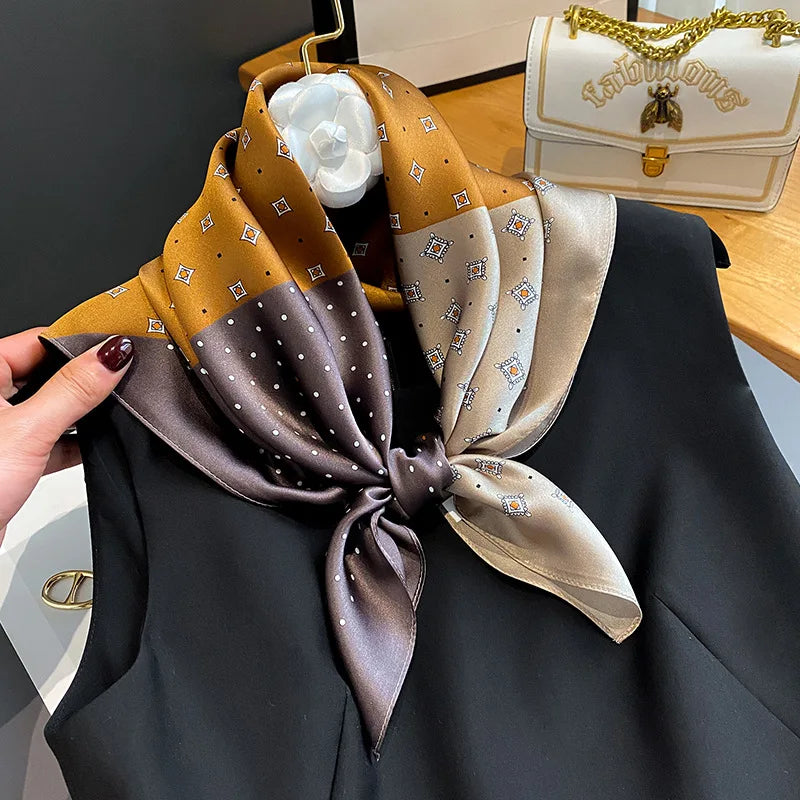 Luxury Brand Silk Scarf Square Women Shawls And Wraps Office Small Hair Neck Hijabs Kerchief Foulard Ladies Scarves