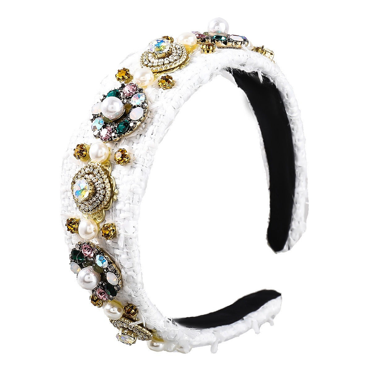 Autumn And Winter New Style Cloth Diamond Inlaid Pearl Flower Hair Hoop Women's Wide Edge Headband