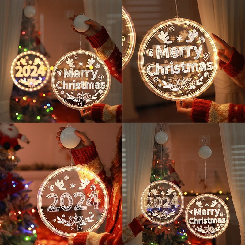 Christmas LED LIGHT STRING Snowflake Hanging Lamp Merry Christmas Atmosphere light Home Window Ornament Happy New Year Gift