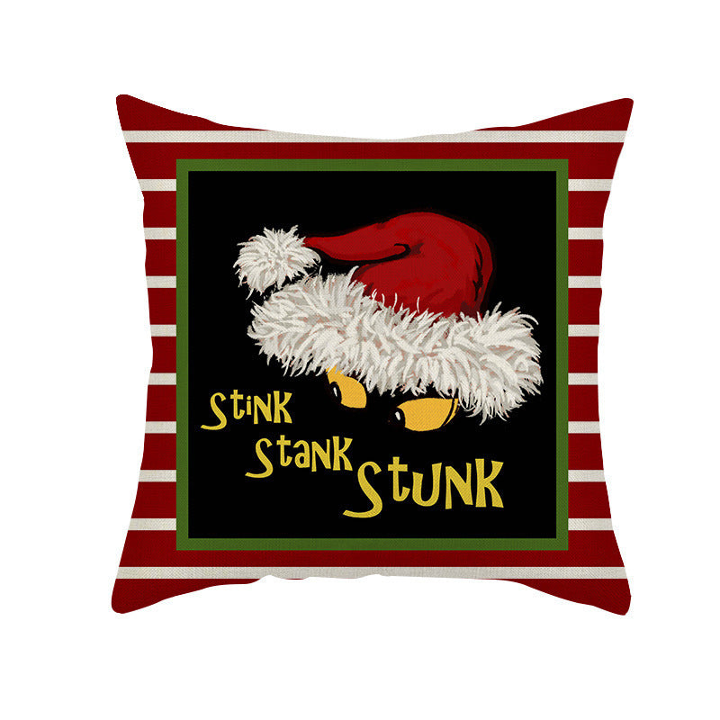 Christmas Pillow Cover Linen Grinch theme