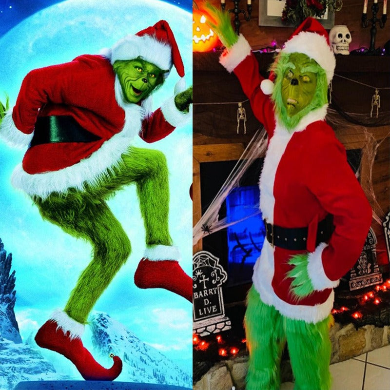 Halloween Grinch cosplay costume as Santa Claus up to 3XL.
