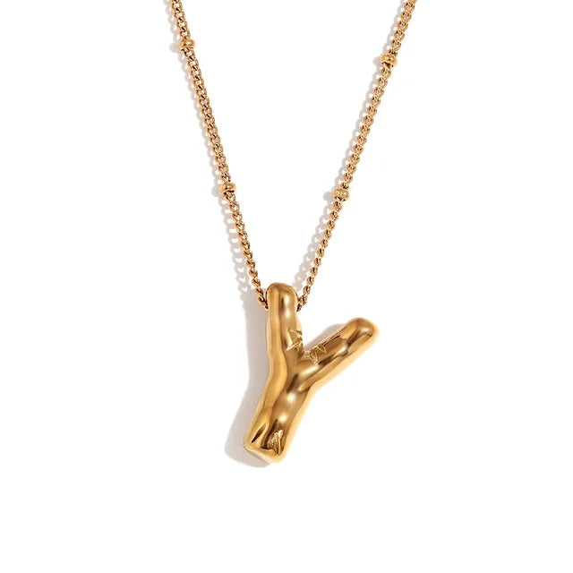 Alphabet Letter Pendant Necklace Stainless Steel Vintage Wedding Party Choker Jewelry Gift for Women Men