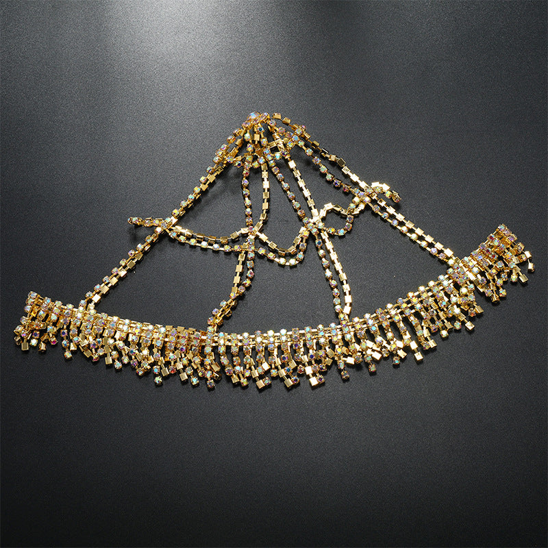 New Fashion Hair Accessories - Personality Tassel Rhinestone Mesh Headwear