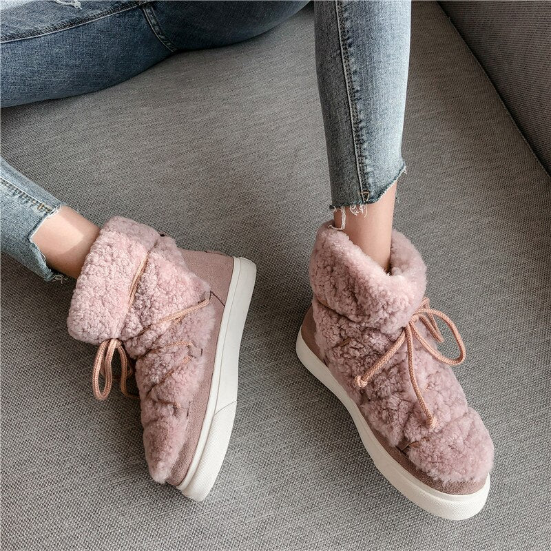 FEDONAS Suede and Wool Winter Snow Boots