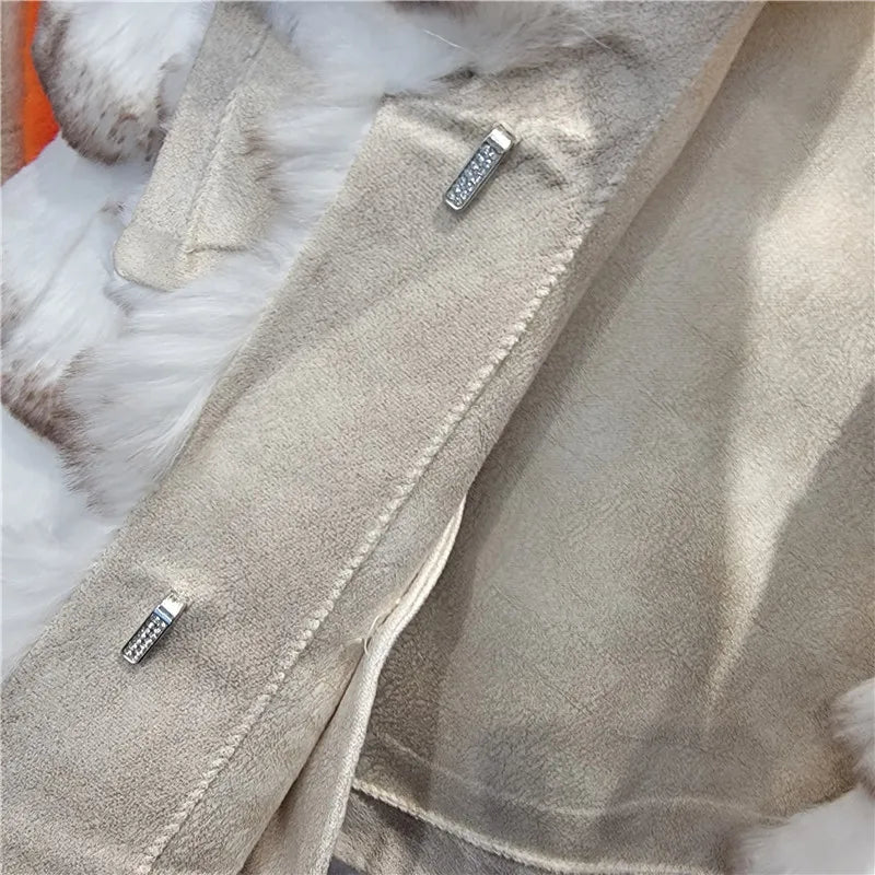 House of Hutson Original Design Imitation Otter Rabbit Fur Coat. Short Style to waist