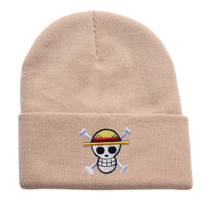 Hot selling pirate king embroidered knitted hat for foreign trade, autumn and winter cartoon anime, sports embroidery cover, col