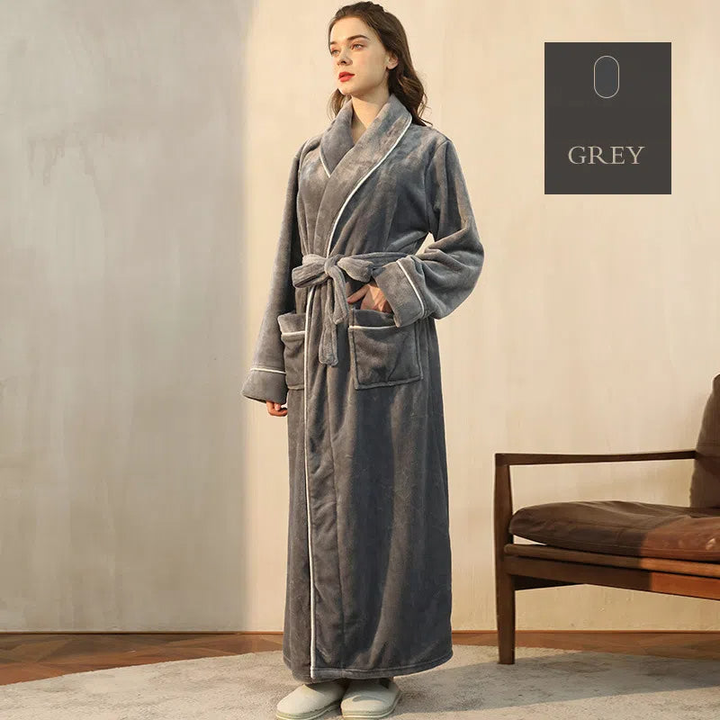 Flannel nightgown for men simple plus size coral fleece couple bathrobe for women