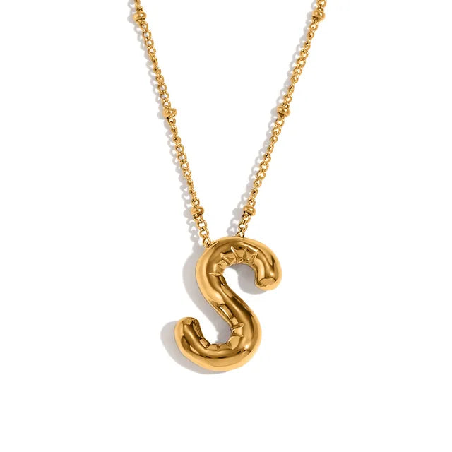 Alphabet Letter Pendant Necklace Stainless Steel Vintage Wedding Party Choker Jewelry Gift for Women Men