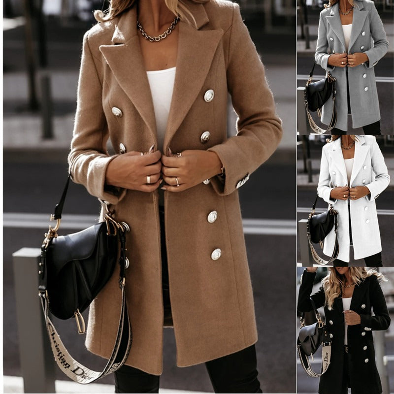 House of Hutson Original - compliment your Dior bag with a long sleeved, suit collar, double breasted, elegant, nickel coat.