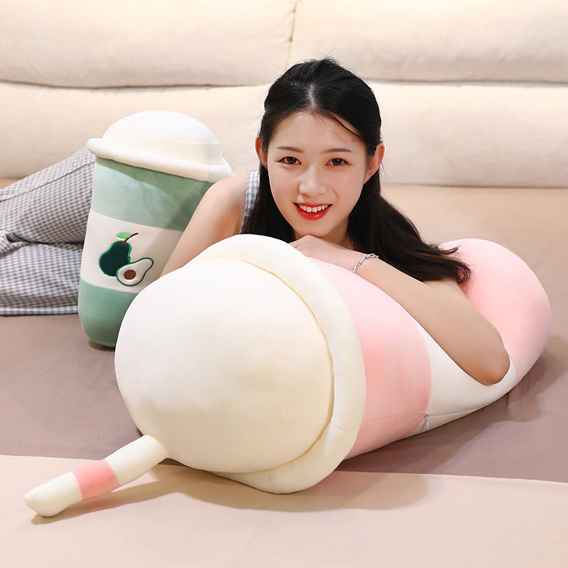 Creative New Plush Milk Tea Cup Pillow. Boba or Bubble Tea plush.