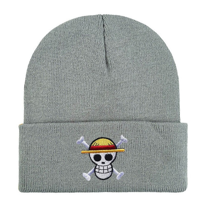 Hot selling pirate king embroidered knitted hat for foreign trade, autumn and winter cartoon anime, sports embroidery cover, col