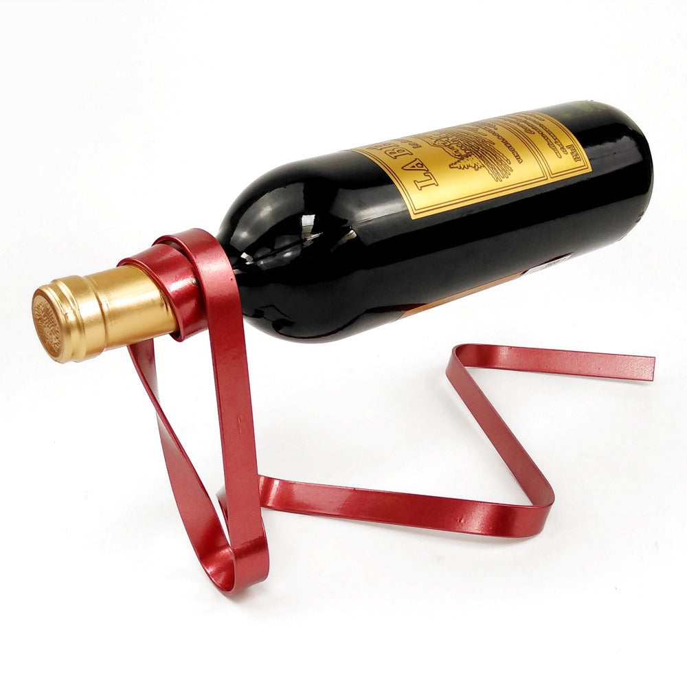 *New Christmas Decor Alert* - Metal ribbon suspended wine holder for holdiay decor and party