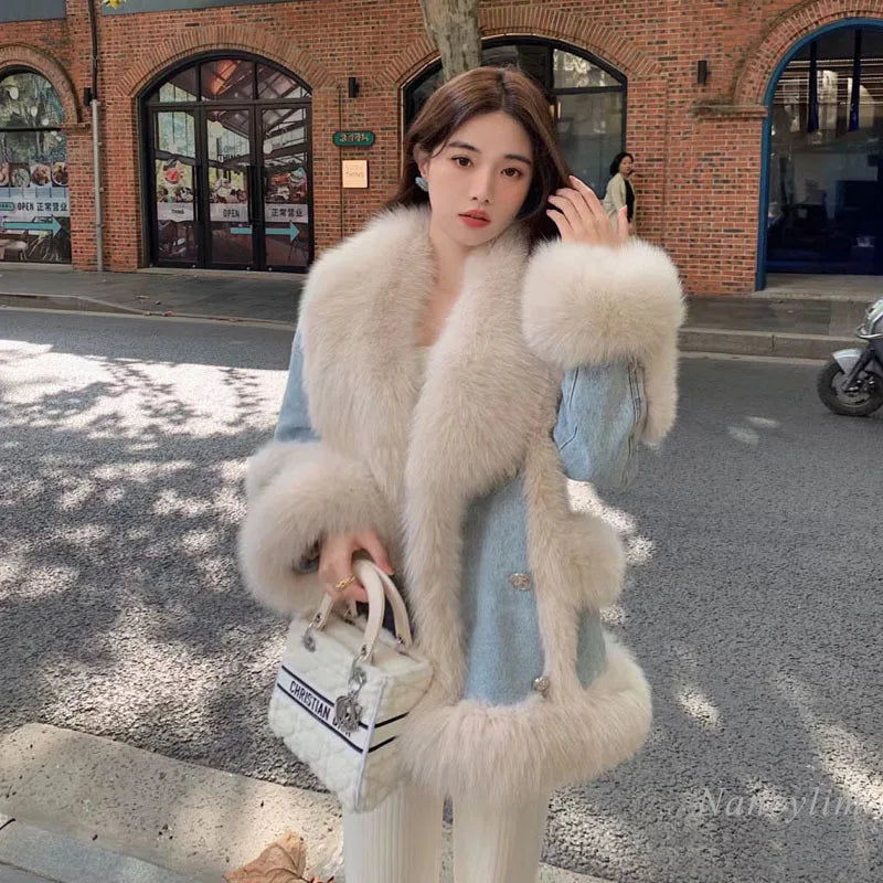 Denim & Faux Fur Coat