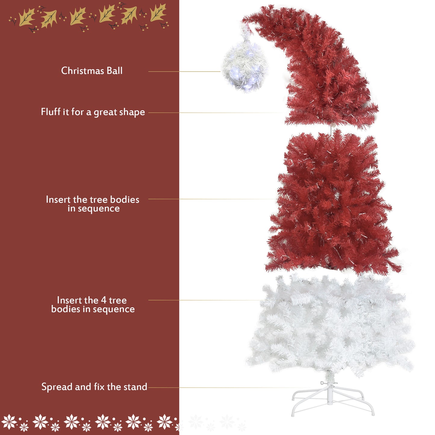 *New Christmas Tree Alert* 6FT hinge fir, artificial. Curved top Christmas tree, bendable, 1250 lush branch hints, 300 LED Christmas lights