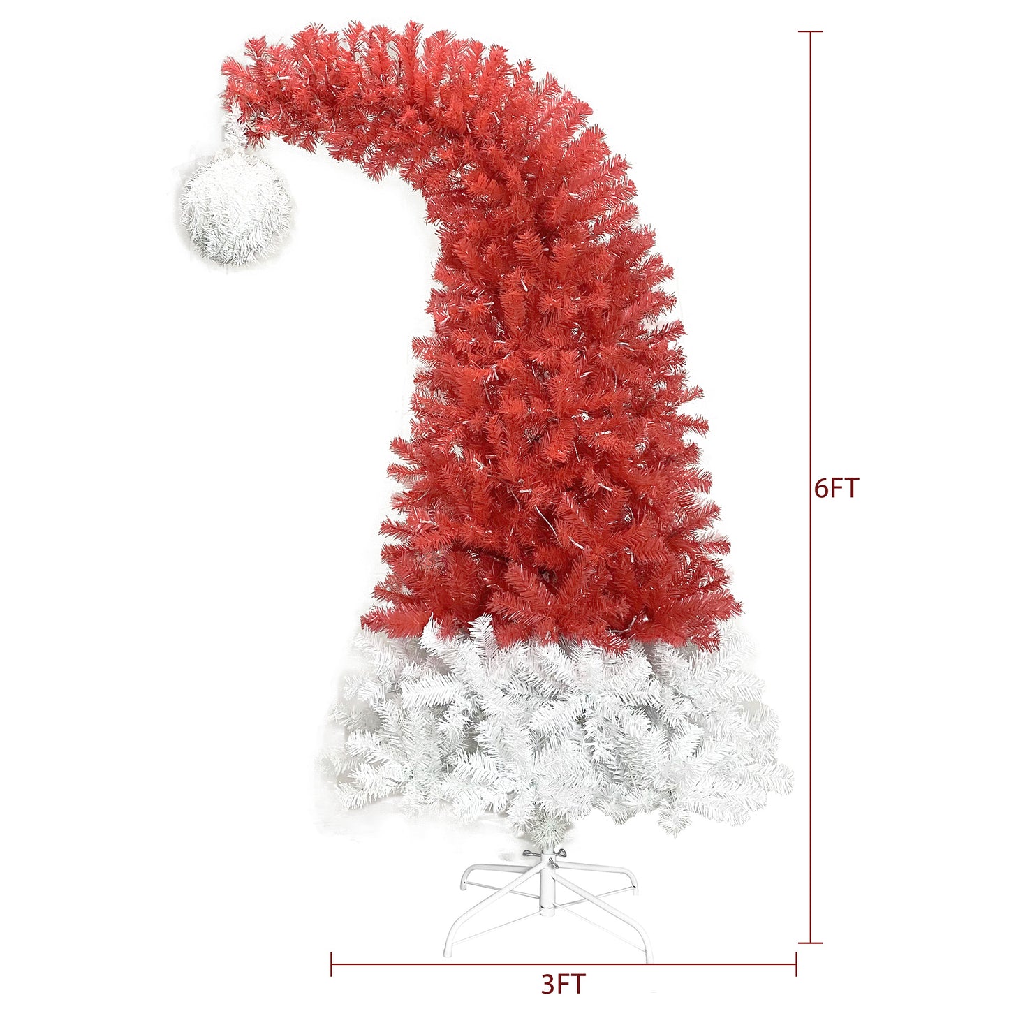 *New Christmas Tree Alert* 6FT hinge fir, artificial. Curved top Christmas tree, bendable, 1250 lush branch hints, 300 LED Christmas lights