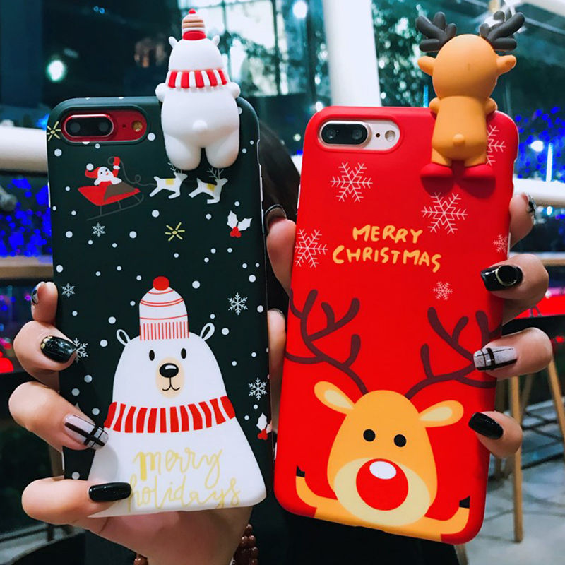 *New Christmas Alert* - Cartoon Christmas 3D Doll Deer Snowman Phone Case For iPhone