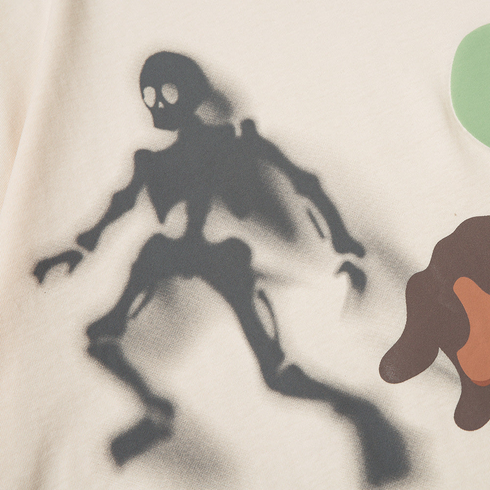 Halloween theme - Fun skull cartoon printed T-shirt short sleeved