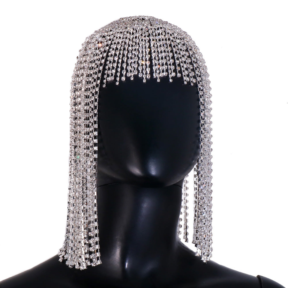 *Christmas Hair Accessory* - Exaggerated long flowing hair chain with rhinestones. for holiday party