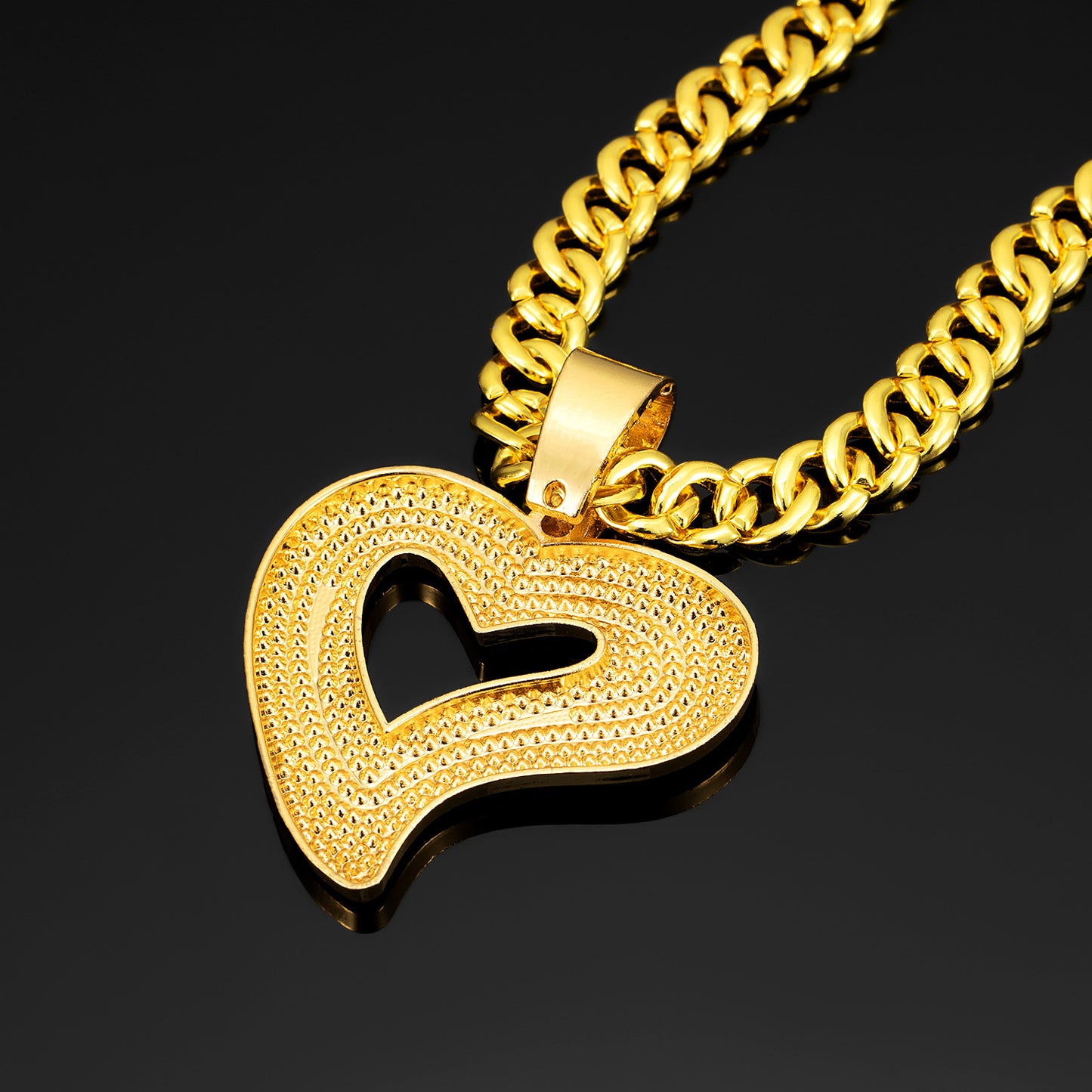 New Light Luxury Love Full Diamond Alloy Pendant Cuban Necklace Hip Hop Trendy Men's Jewelry