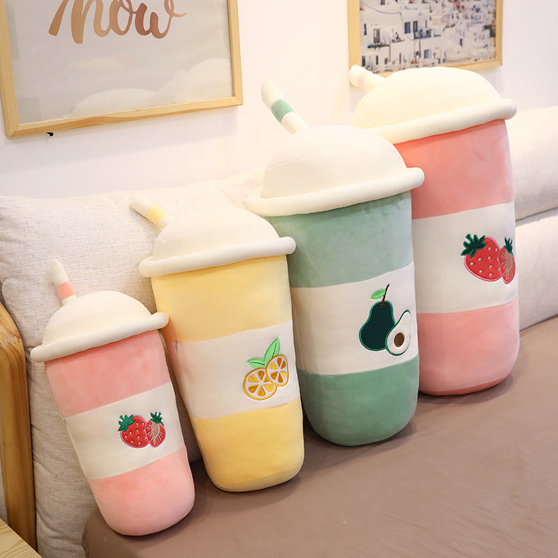 Creative New Plush Milk Tea Cup Pillow. Boba or Bubble Tea plush.