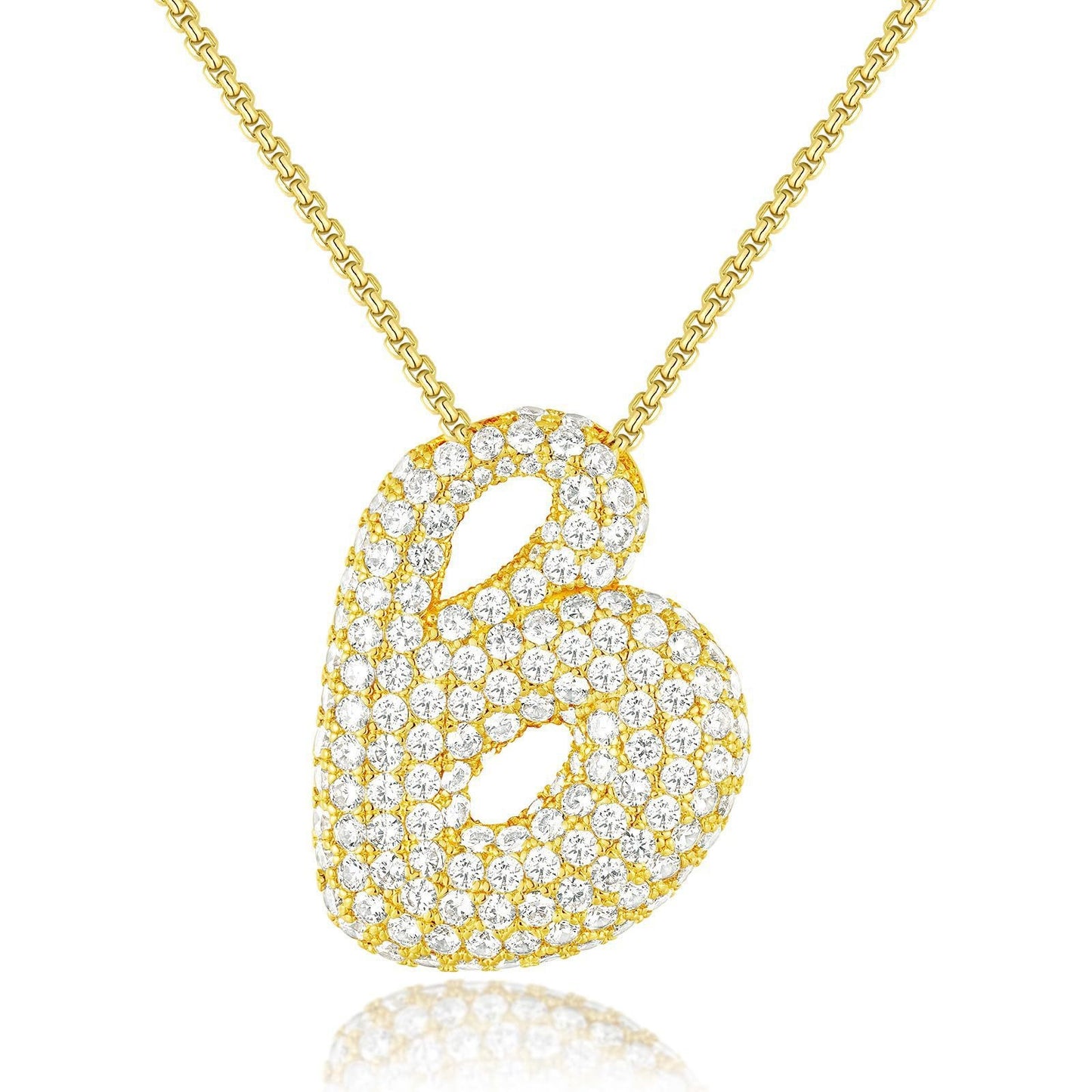 Brass Zircon Balloon Bubble Fat 26 English Letter Necklace