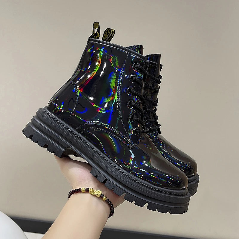Reflective Color PU Leather Water Resistant Boots