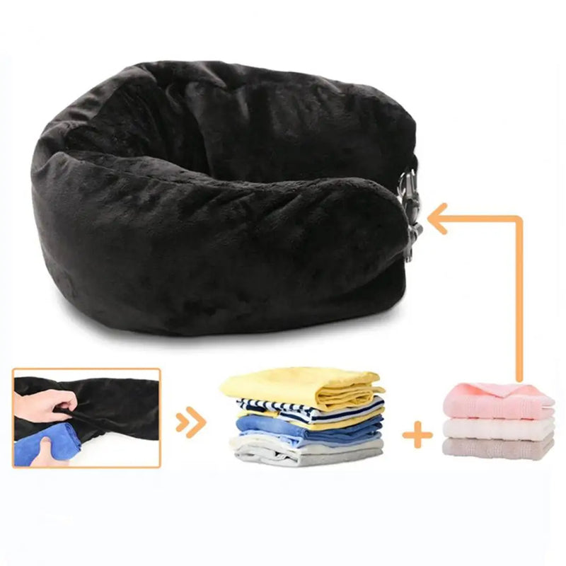 Fillable Neck Pillow Space-saving Portable Travel Pillow Refillable Fillable Clothes Neck Support Cushion For Car Train Airplane