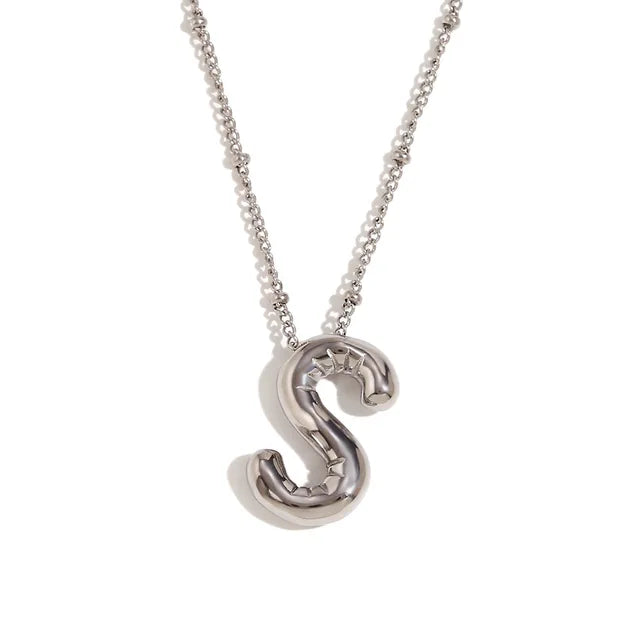 Alphabet Letter Pendant Necklace Stainless Steel Vintage Wedding Party Choker Jewelry Gift for Women Men