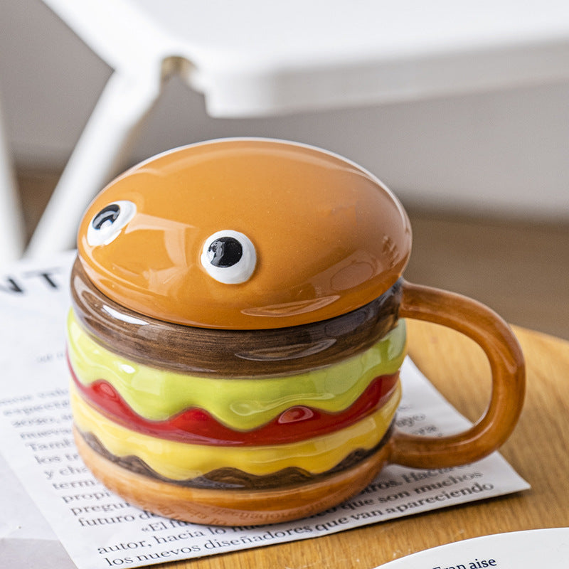 Creative Hamburger Mug with Cover