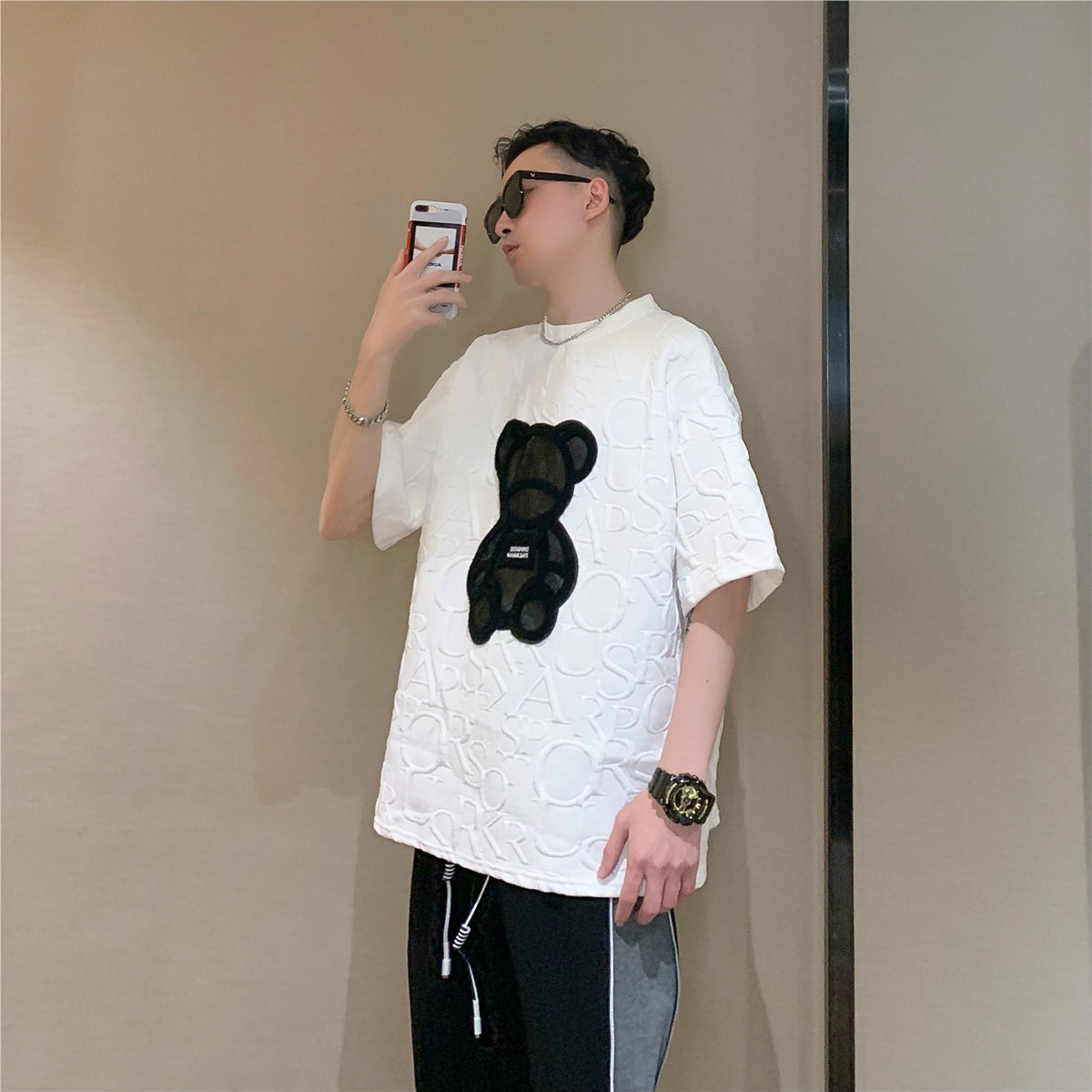 Summer New Bear Short Sleeve T-Shirt Men's Korean Version Loose Ins Trend Top Half Sleeve T-Shirt
