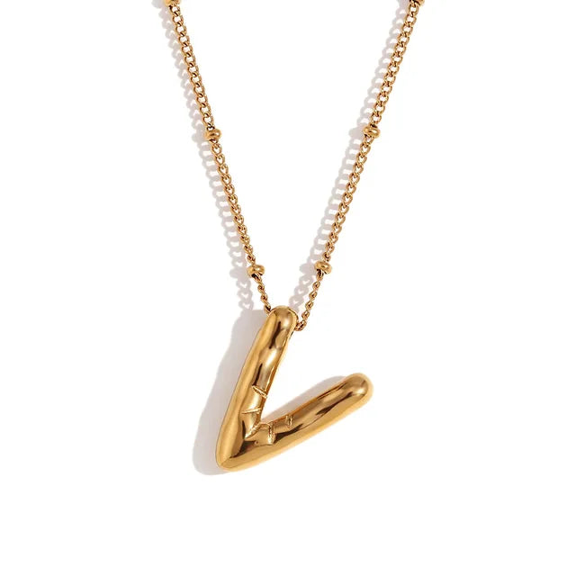 Alphabet Letter Pendant Necklace Stainless Steel Vintage Wedding Party Choker Jewelry Gift for Women Men