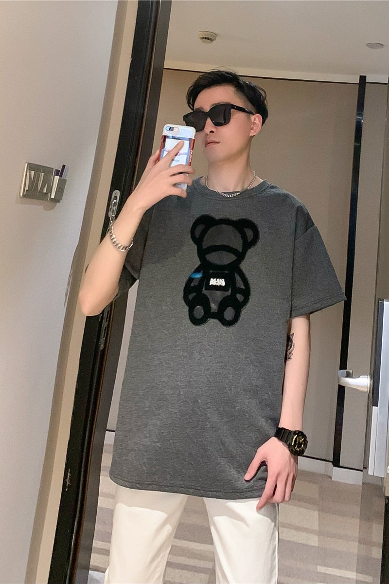 Summer New Bear Short Sleeve T-Shirt Men's Korean Version Loose Ins Trend Top Half Sleeve T-Shirt