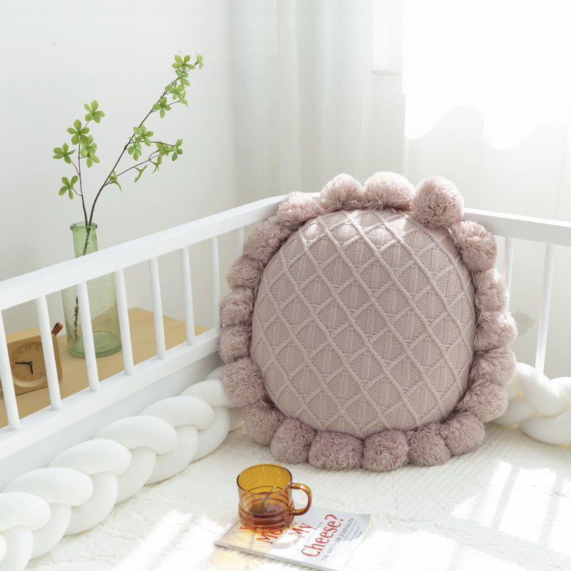 Sunflower Thickened Knitted Pillow. Decorative Sunflower Cushion.