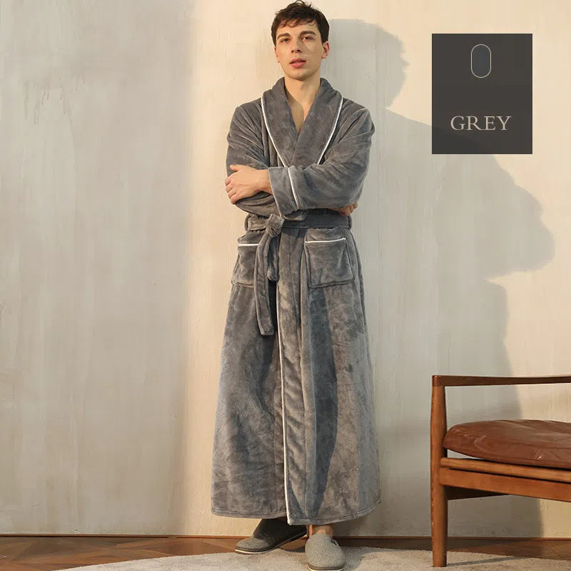 Flannel nightgown for men simple plus size coral fleece couple bathrobe for women