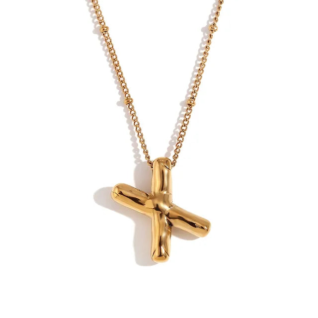 Alphabet Letter Pendant Necklace Stainless Steel Vintage Wedding Party Choker Jewelry Gift for Women Men