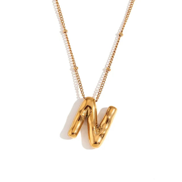 Alphabet Letter Pendant Necklace Stainless Steel Vintage Wedding Party Choker Jewelry Gift for Women Men
