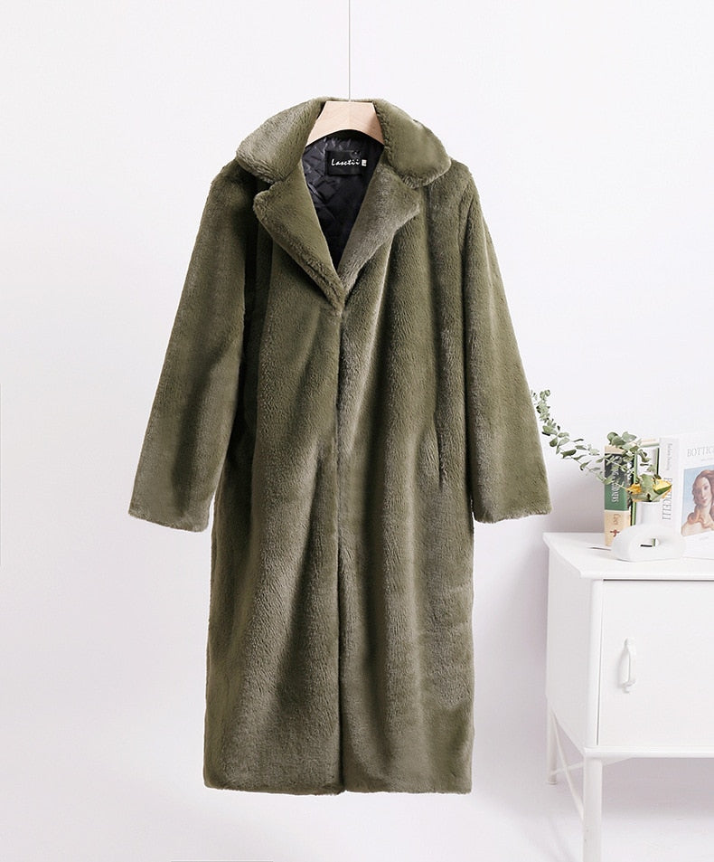 Winter Loose Velvet Mid-Length Coat
