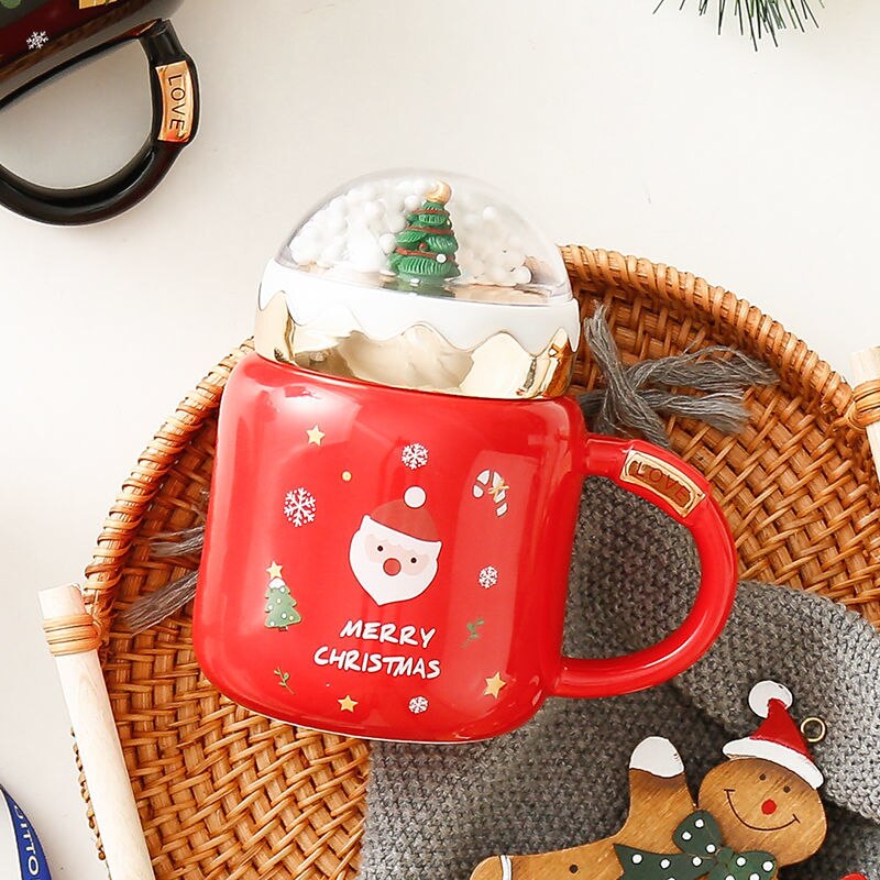 *New Christmas Item* - Christmas Water Cup. Ceramic Mug with Lid.