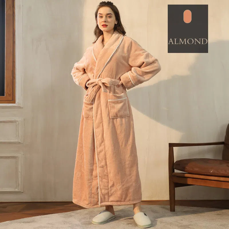 Flannel nightgown for men simple plus size coral fleece couple bathrobe for women