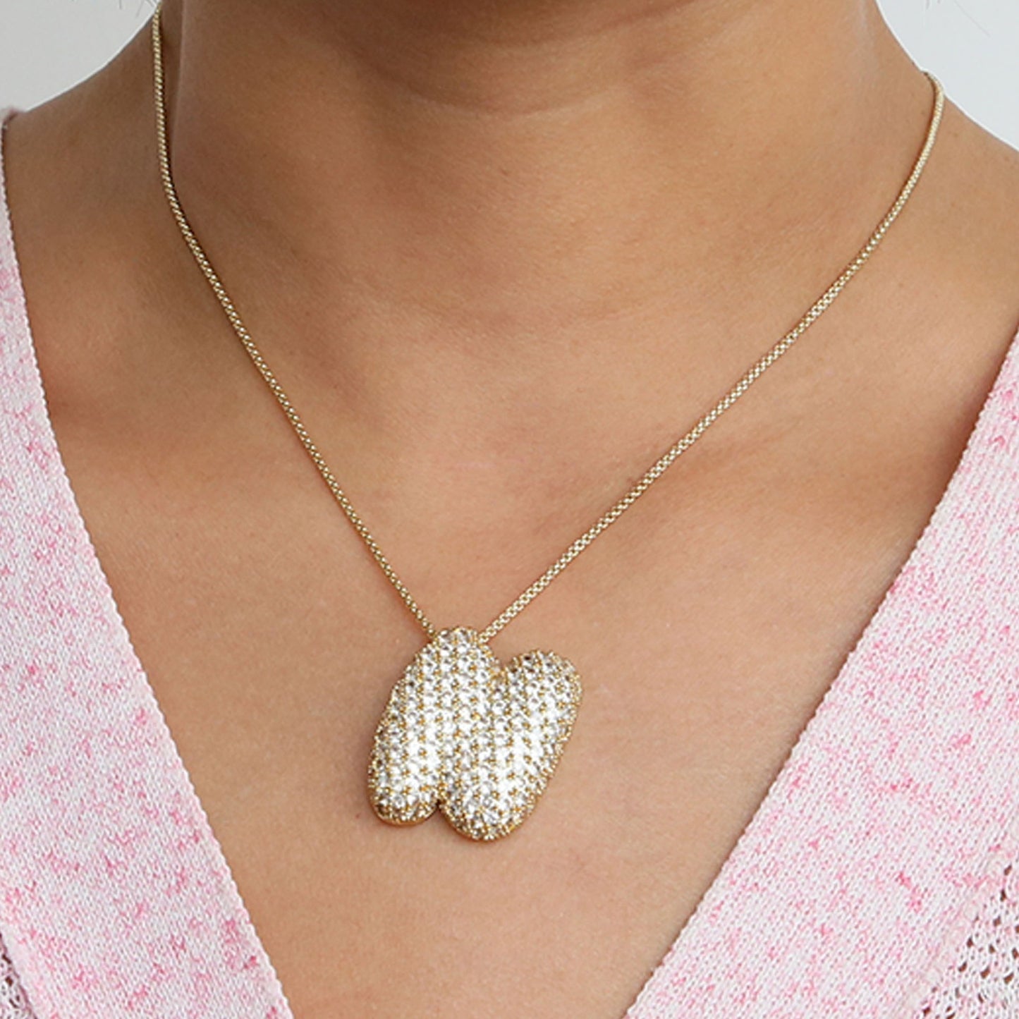 Brass Zircon Balloon Bubble Fat 26 English Letter Necklace